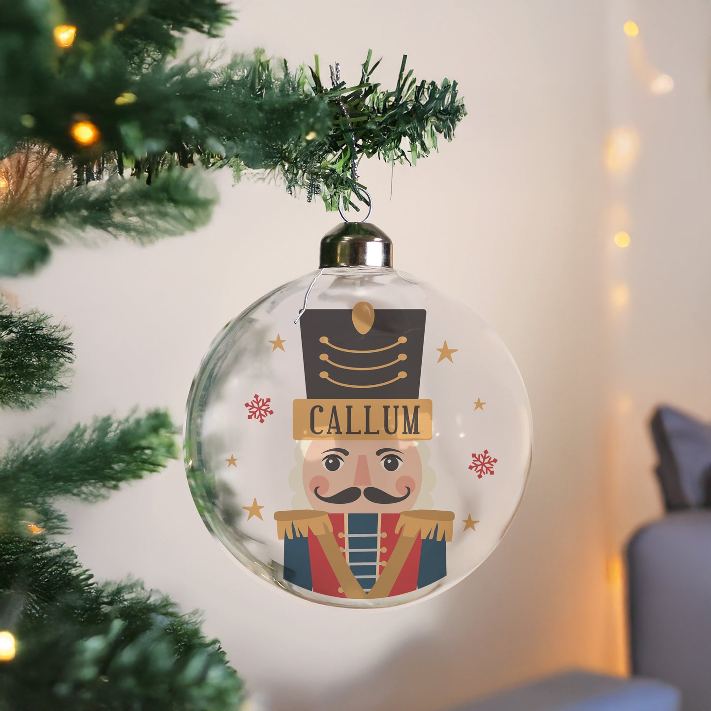 Personalised Nutcracker Christmas Glass Bauble – Christmas Tree Keepsake Gift - image 3