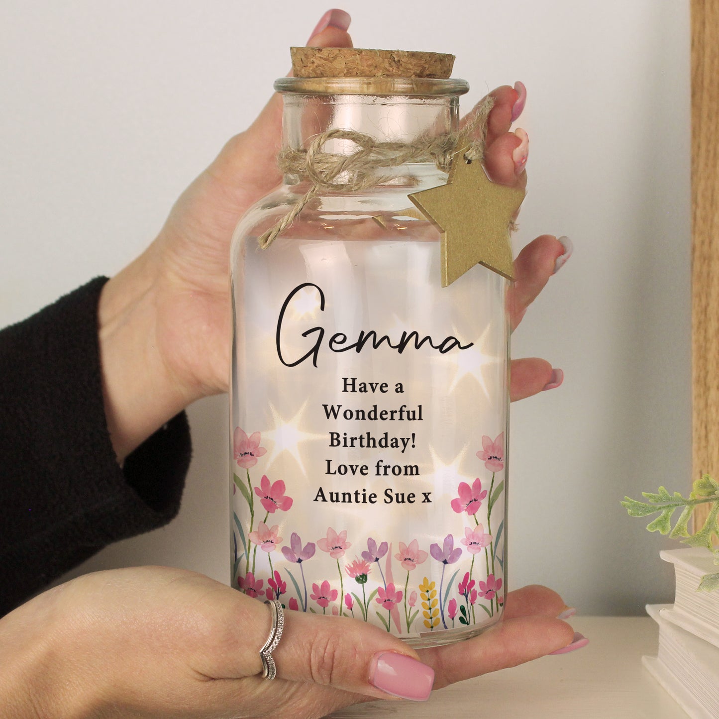 Personalised Floral LED Light Up Jar – Birthday Gift for Her - image 2
