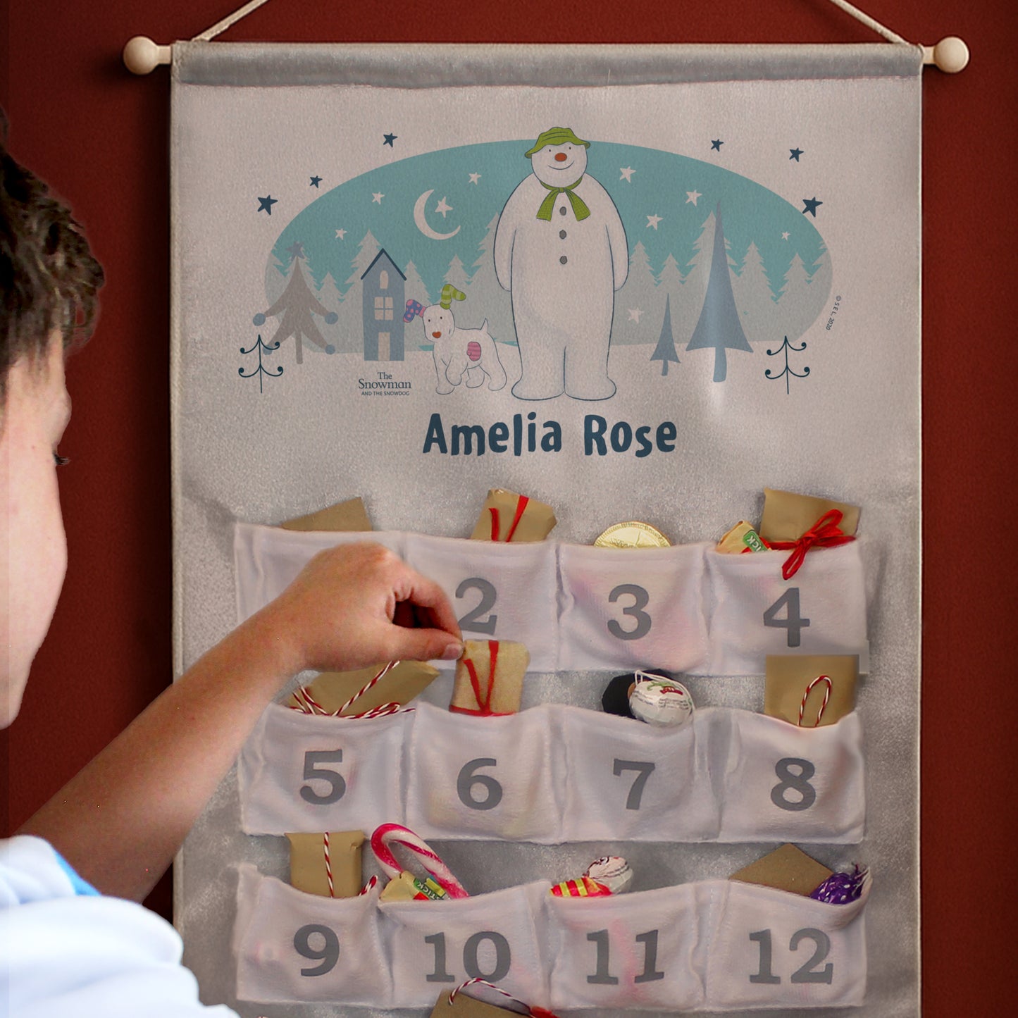 Personalised The Snowman and the Snowdog Advent Calendar In Silver Grey - image 2