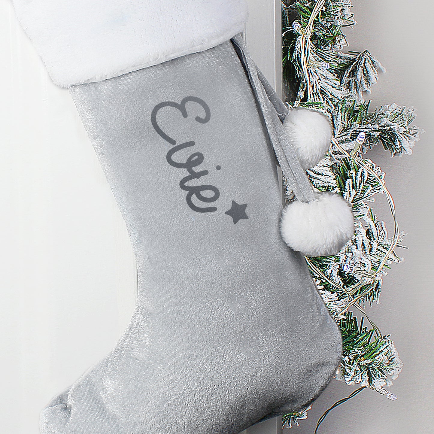 Personalised Name Only Silver Grey Stocking - image 3