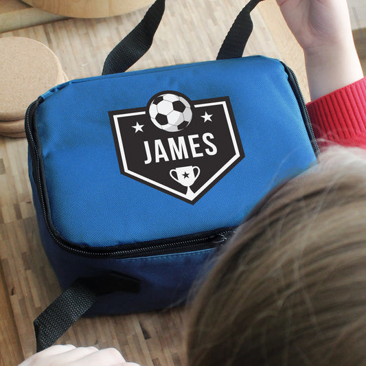 Personalised Football Blue Lunch Bag - image 2