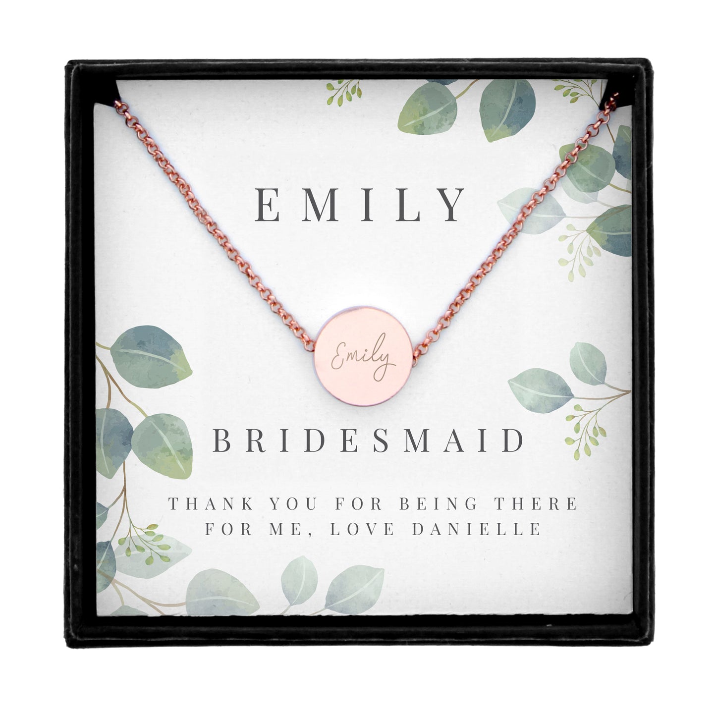 Personalised Botanical Sentiment Rose Gold Tone Necklace and Box - image 5
