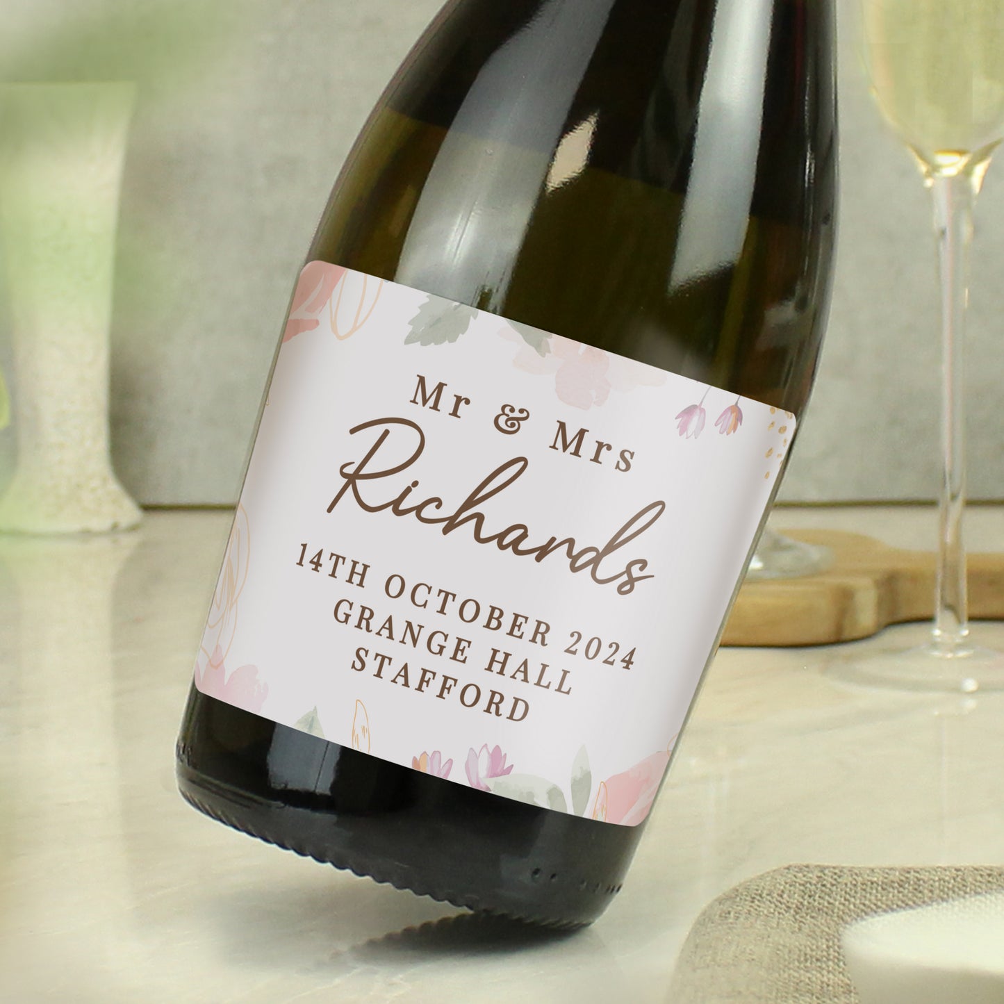 Personalised Floral Watercolour Bottle of Prosecco - image 3
