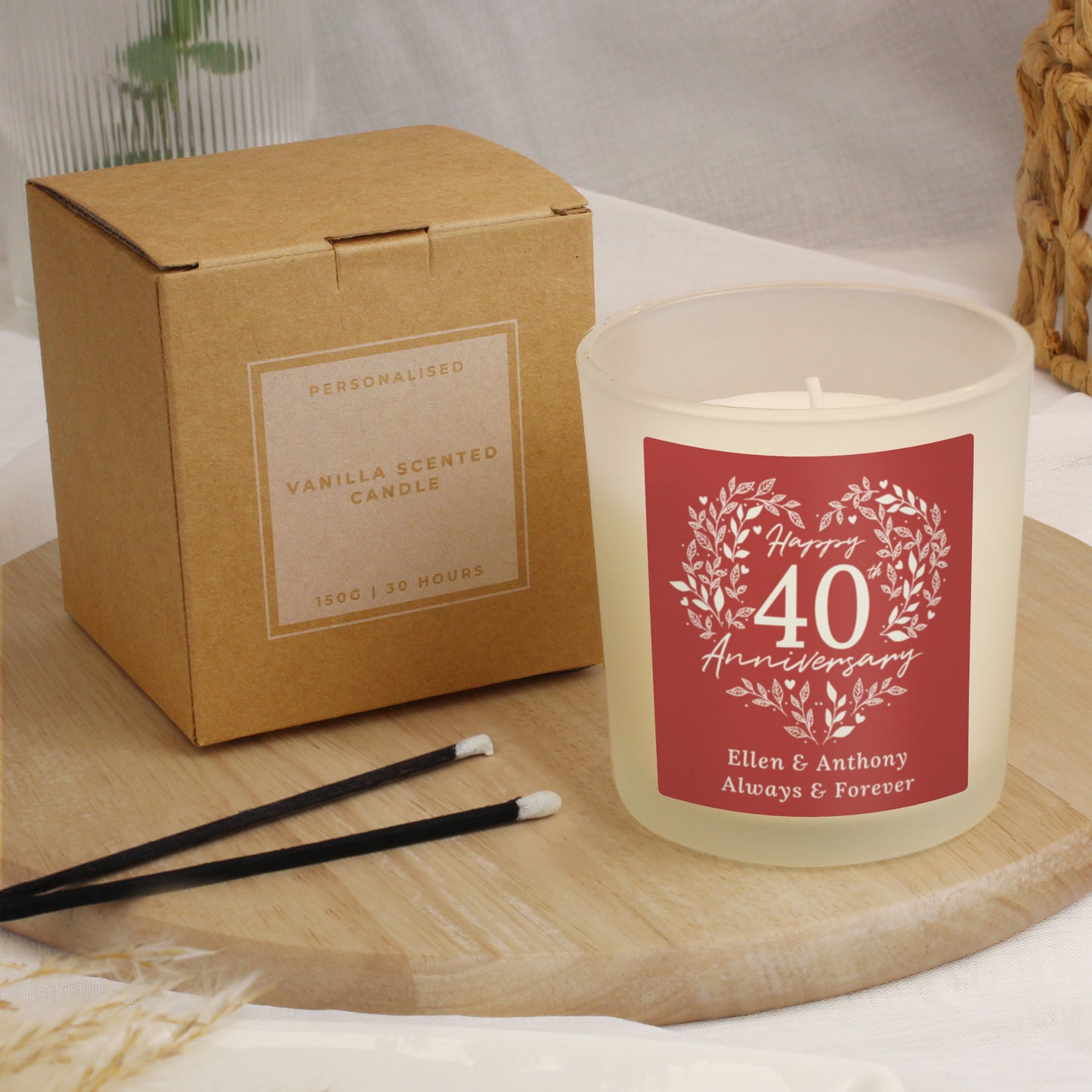 Personalised 40th Ruby Wedding Anniversary Candle Jar - image 4