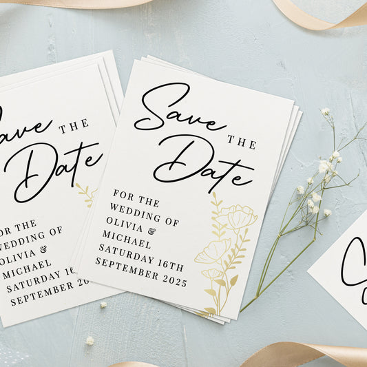 Personalised Gold Floral Set of 36 Wedding Save the Dates - image 2