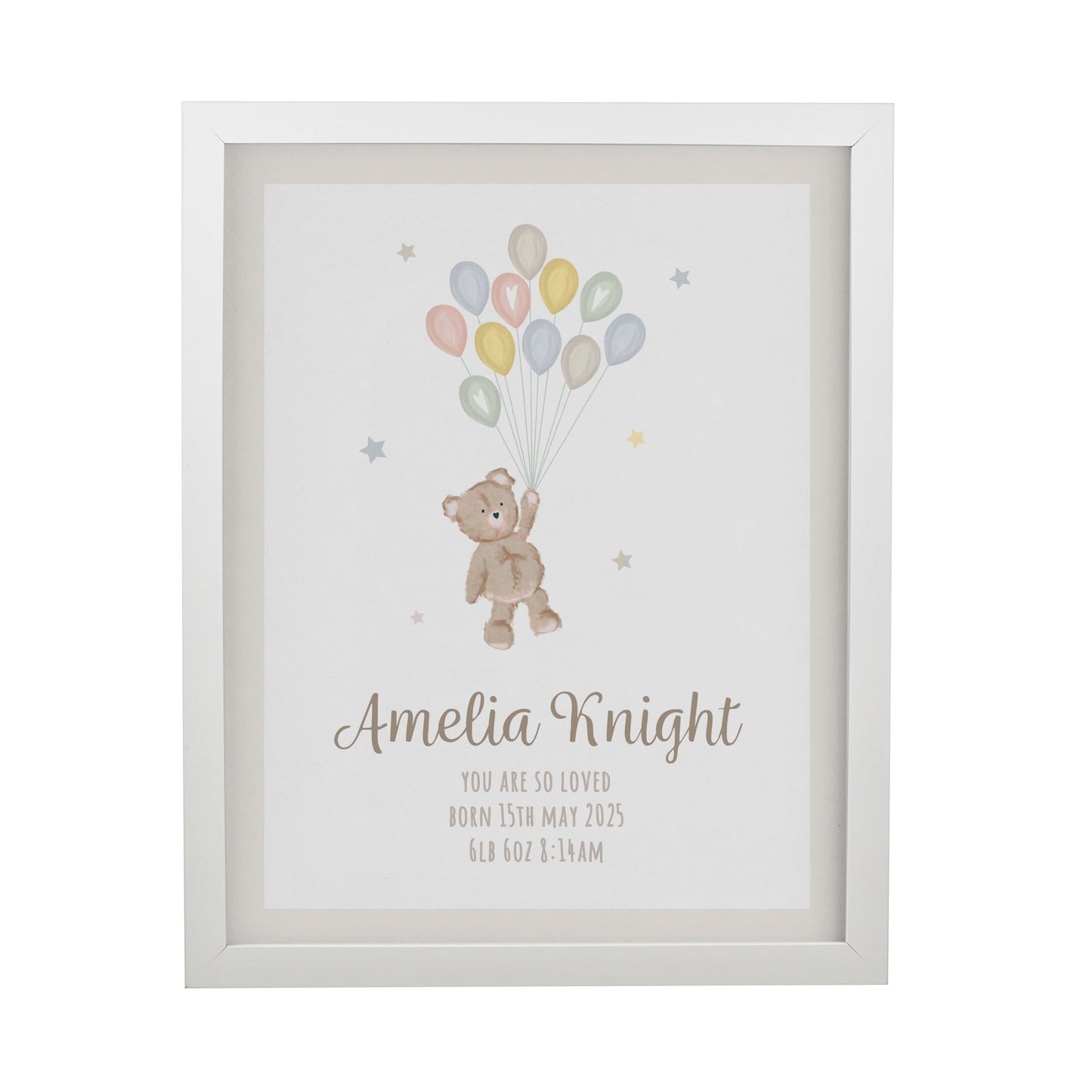 Personalised Teddy Balloon White Poster Frame - image 3