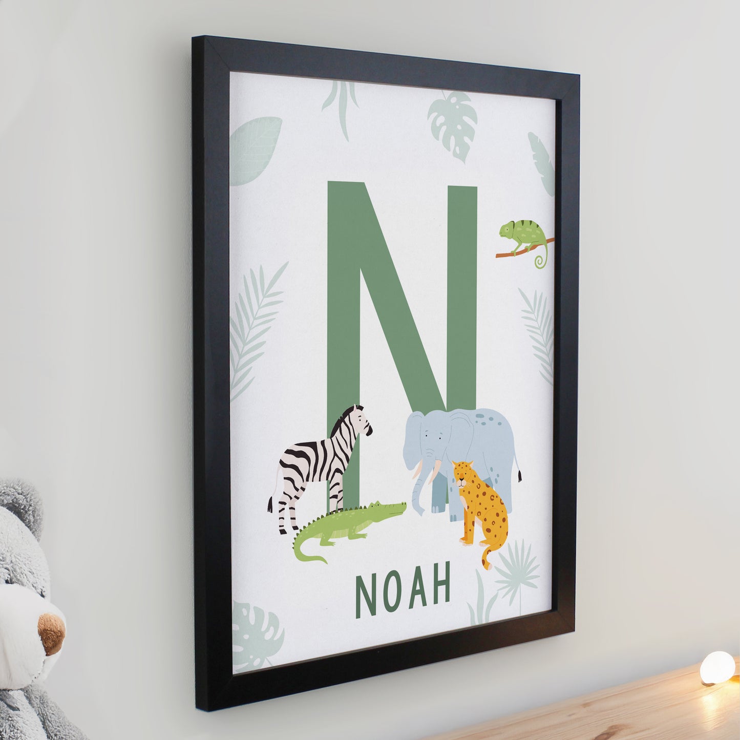 Personalised Animal Initial Black Poster Frame - image 2