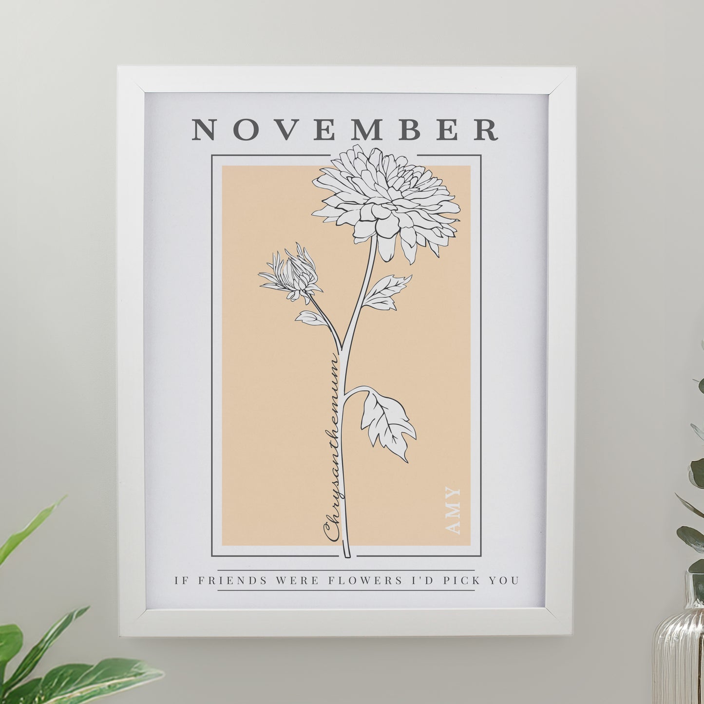 Personalised Birth Flower White Poster Frame - image 13