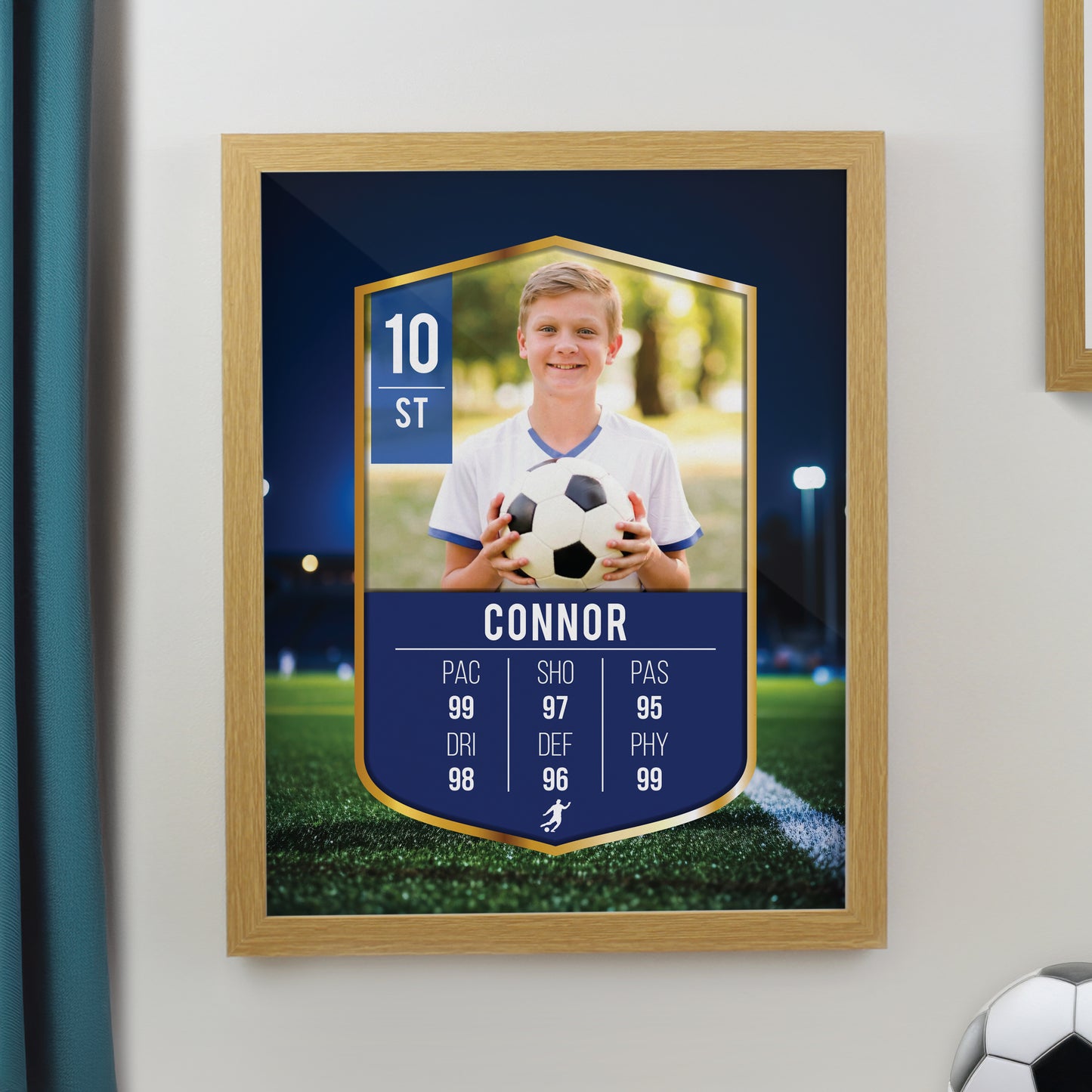 Personalised Photo Upload Football Card Football Oak Poster Frame - image 3