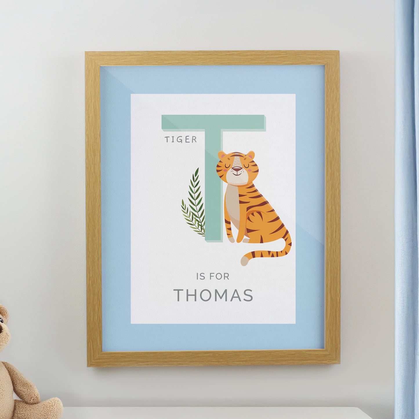 Personalised Animal Alphabet Oak Poster Frame - image 4