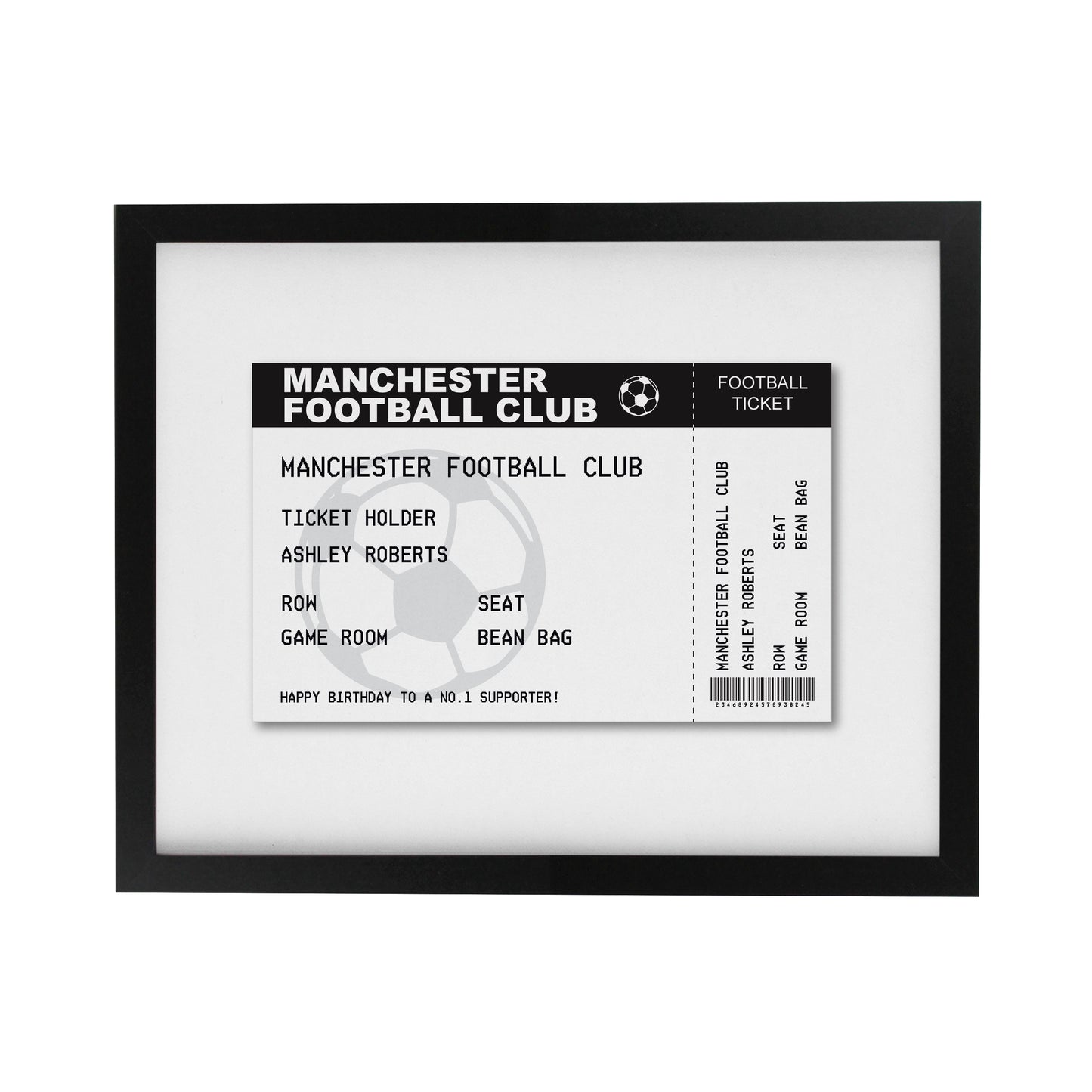 Personalised Football Ticket Black Poster Frame - image 3