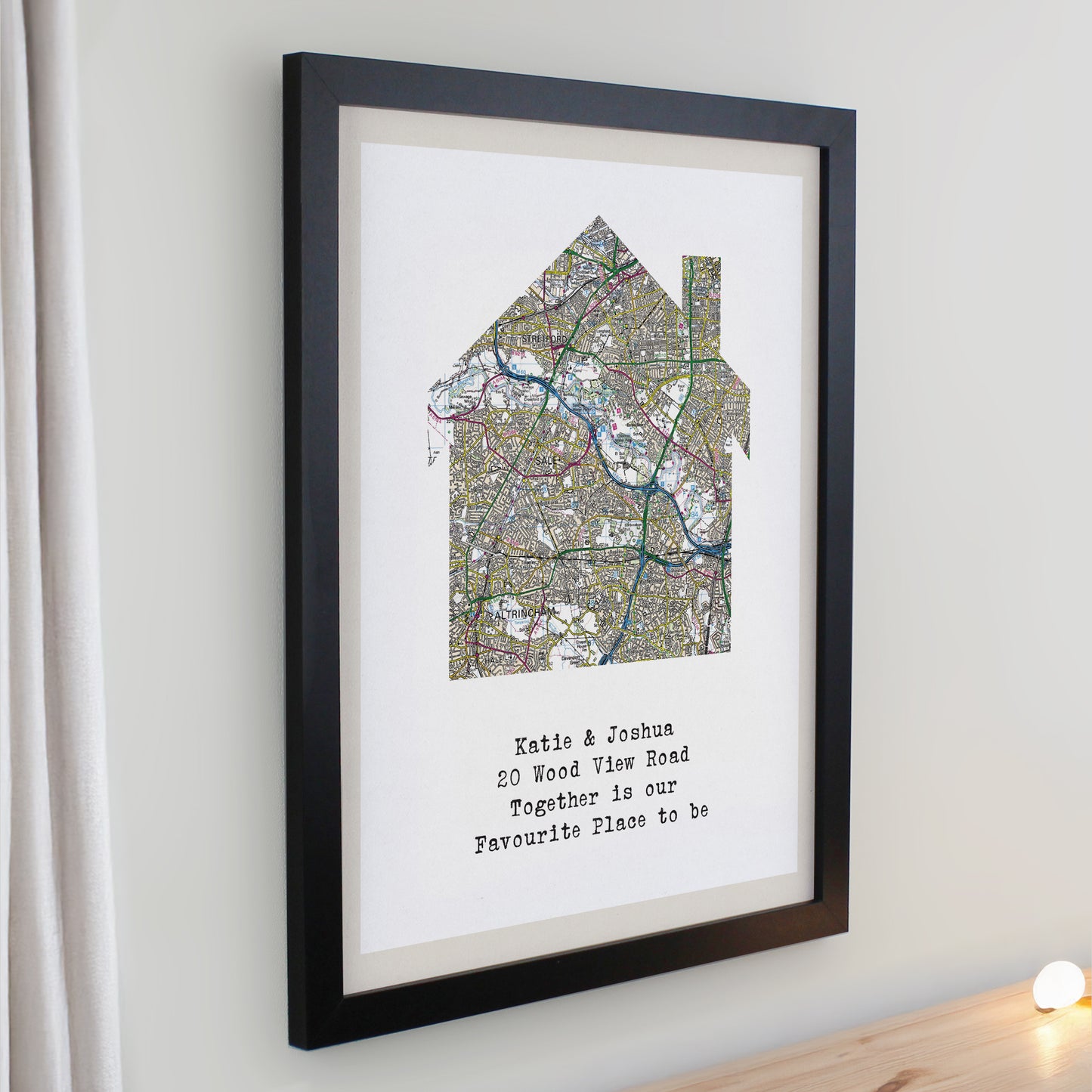 Personalised Present Day Map Home Black Poster Frame - image 2