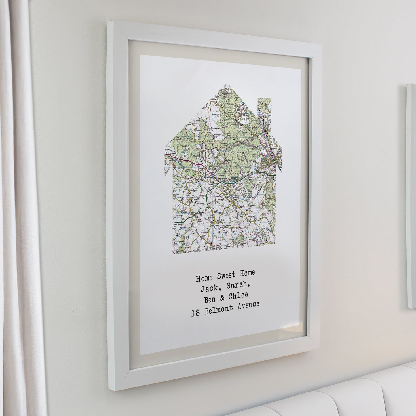 Personalised Present Day Map Home White Poster Frame - image 2