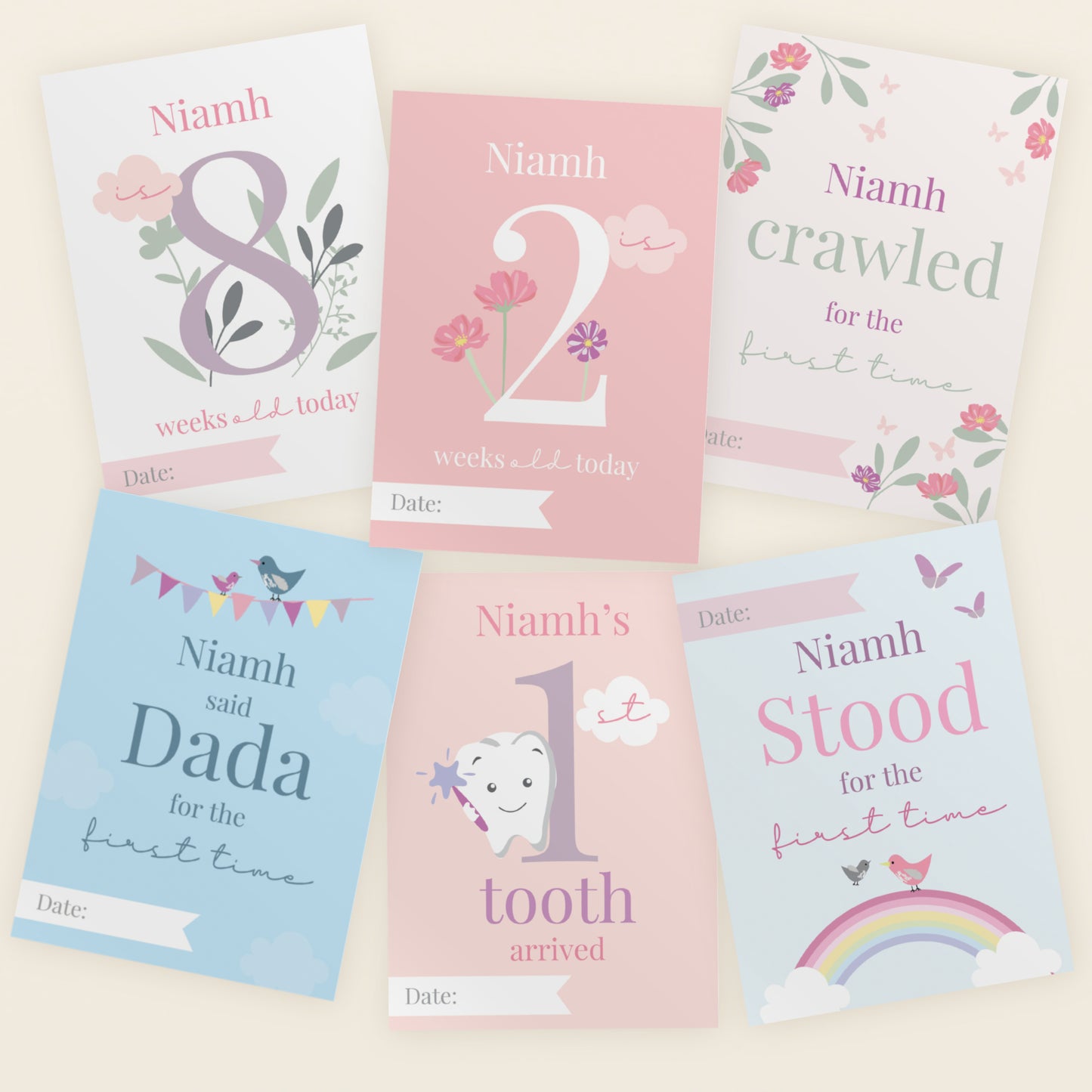 Personalised Fairy Princess Baby Milestone Cards - image 6
