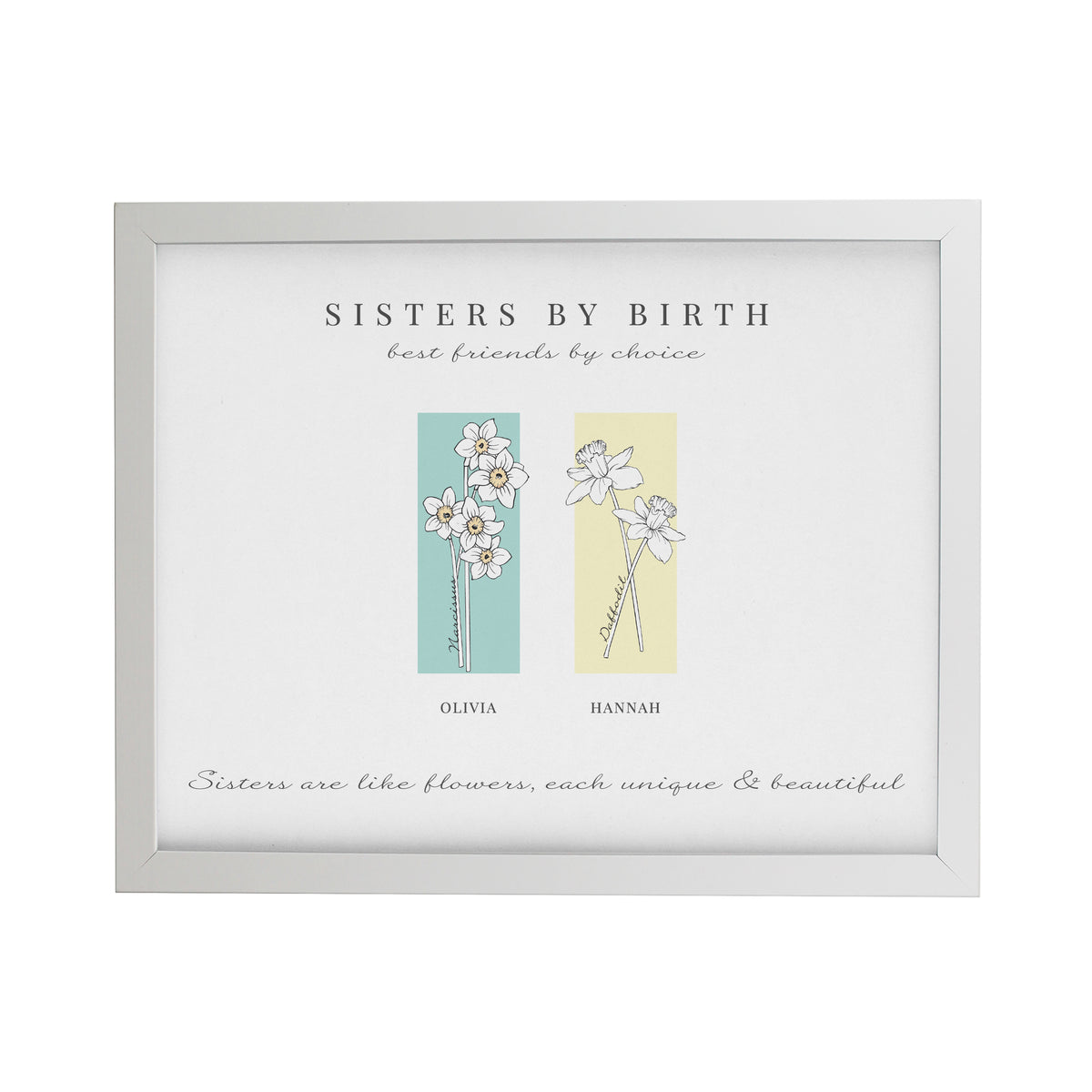 Personalised Birth Flower Family of 2 White Framed Print - image 3