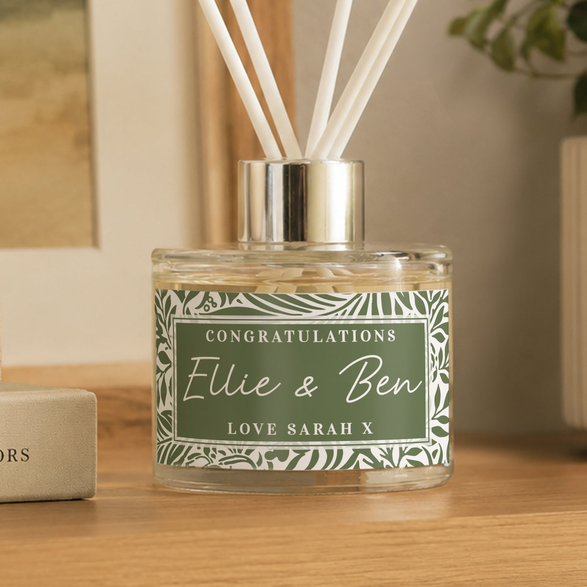 Personalised Green Botanical Reed Diffuser from Heartfelt Gifts