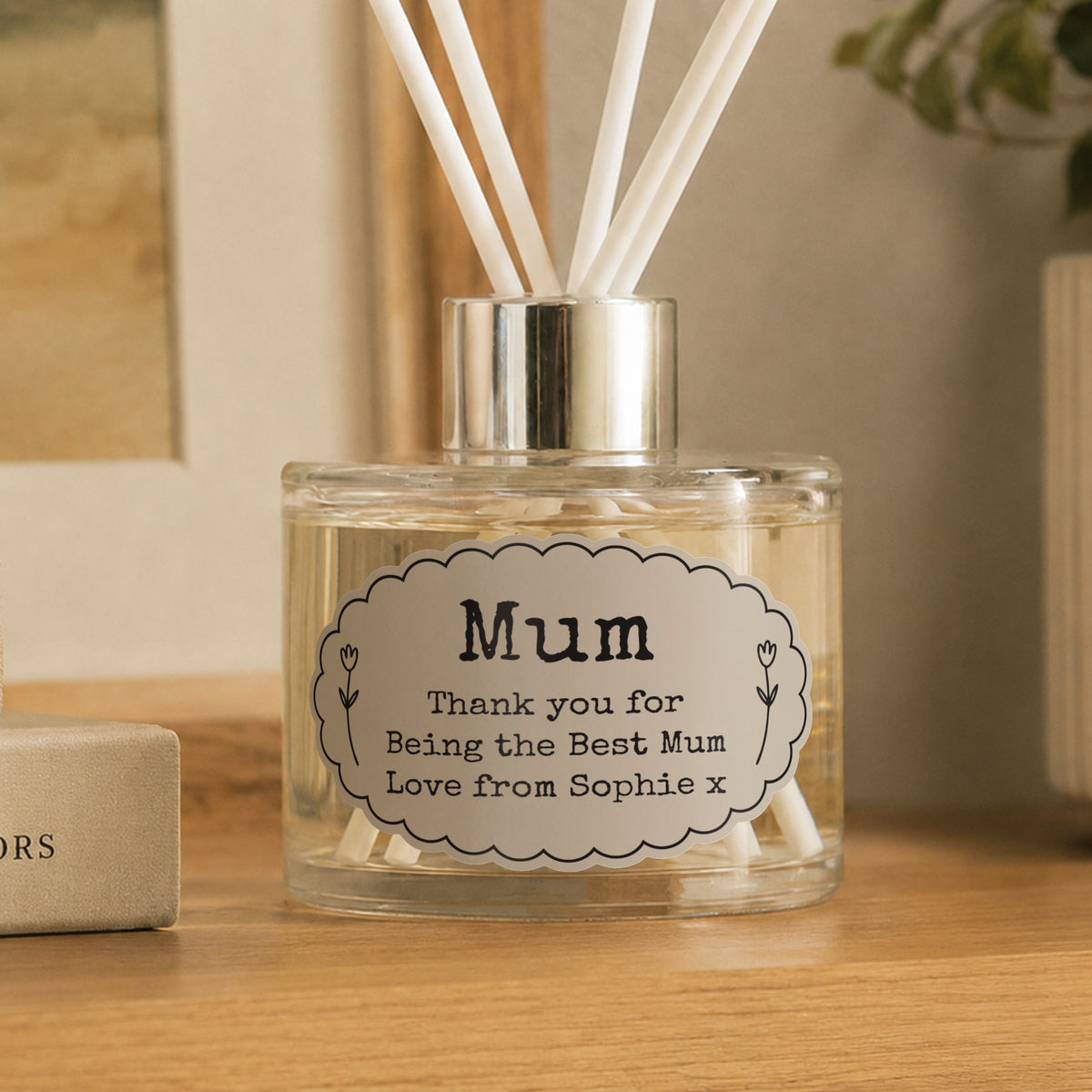 Personalised Oval Scallop Reed Diffuser from Heartfelt Gifts