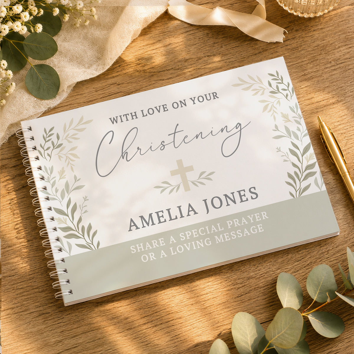 Personalised Religious Cross Guest Book from Heartfelt Gifts