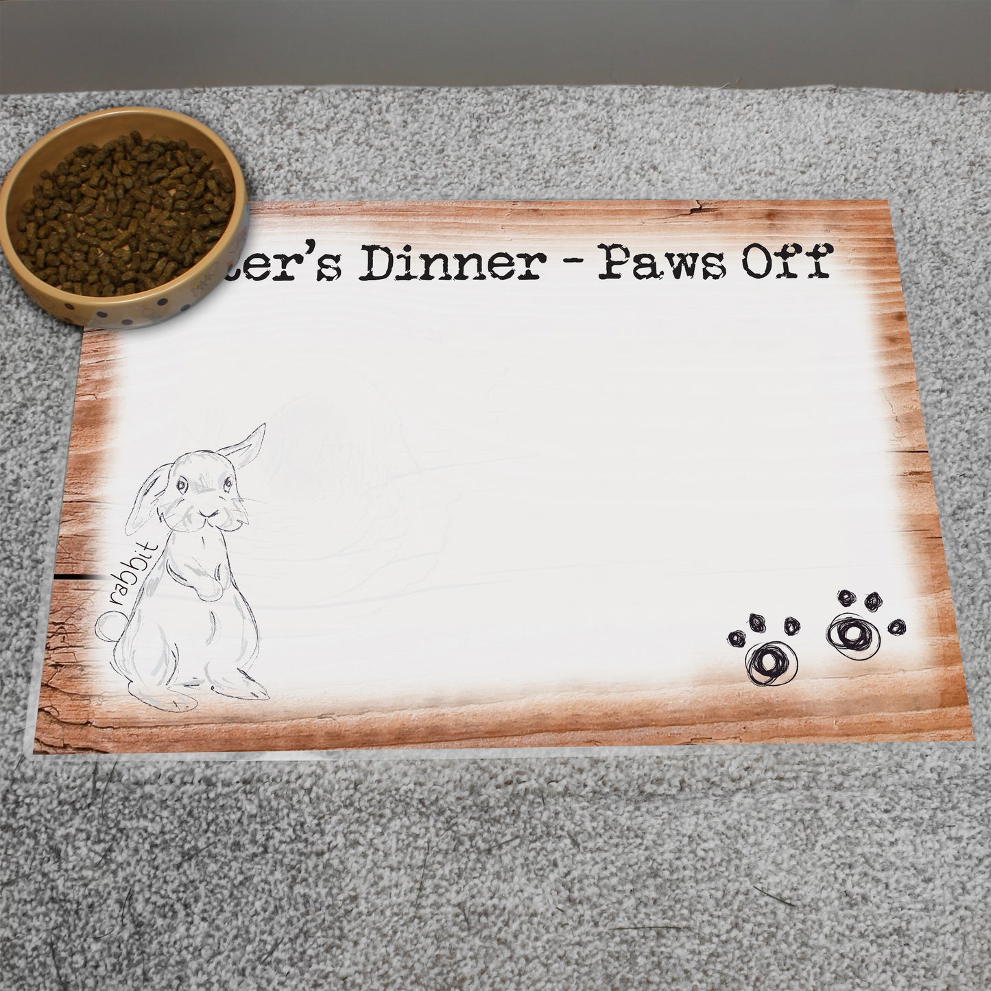 Personalised Scribble Bunny Pet Bowl Mat - image 3