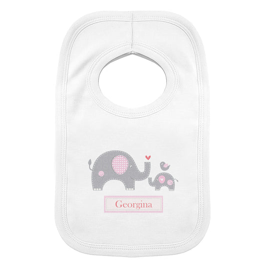Personalised Pink Elephant 0-3 Months Baby Bib - image 2
