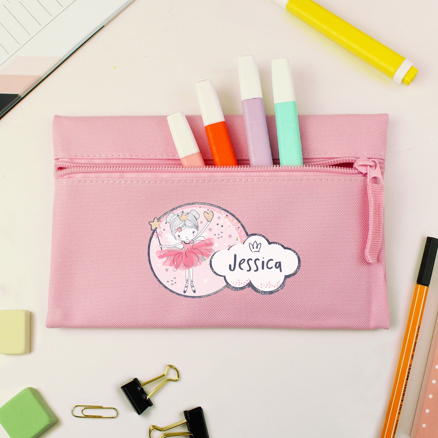 Personalised Princess Ballerina Pink Pencil Case - image 2