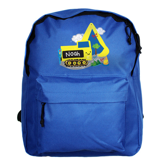 Personalised Digger Blue Backpack - image 3