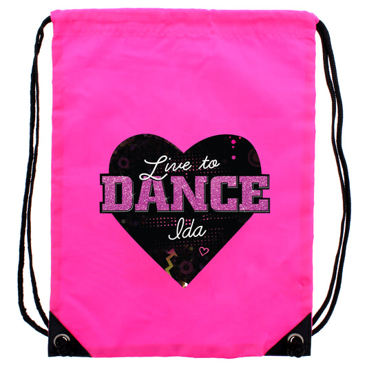 Personalised 'Live to Dance' Pink Kit Bag - image 2