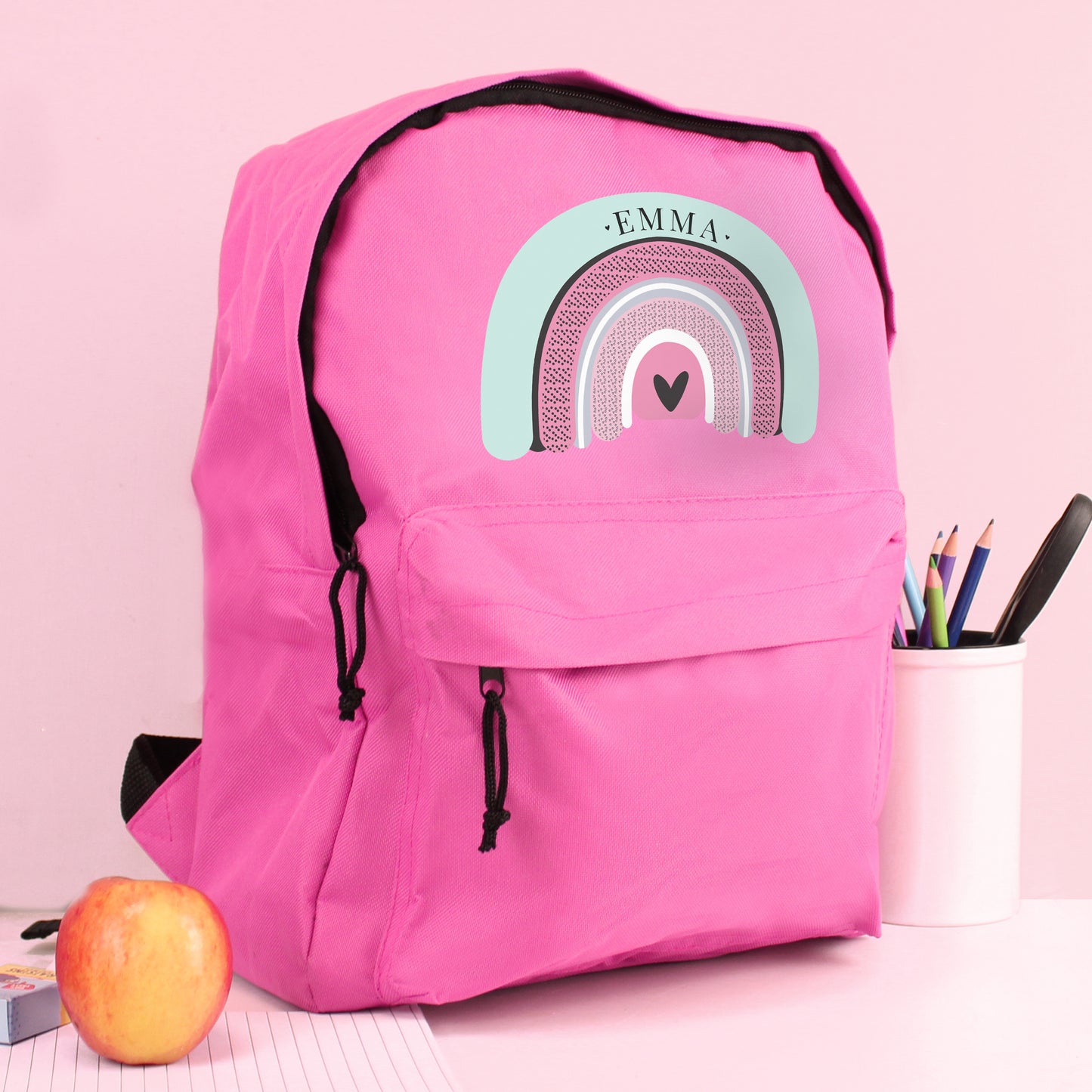 Personalised Pastel Rainbow Pink Backpack - image 4