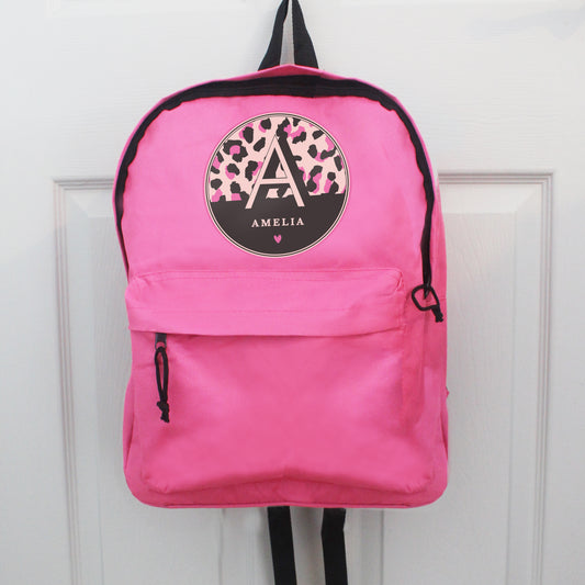 Personalised Leopard Print Pink Backpack - image 2