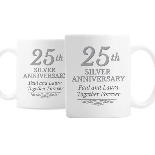 Personalised 25th Silver Anniversary Mug Set - image 2