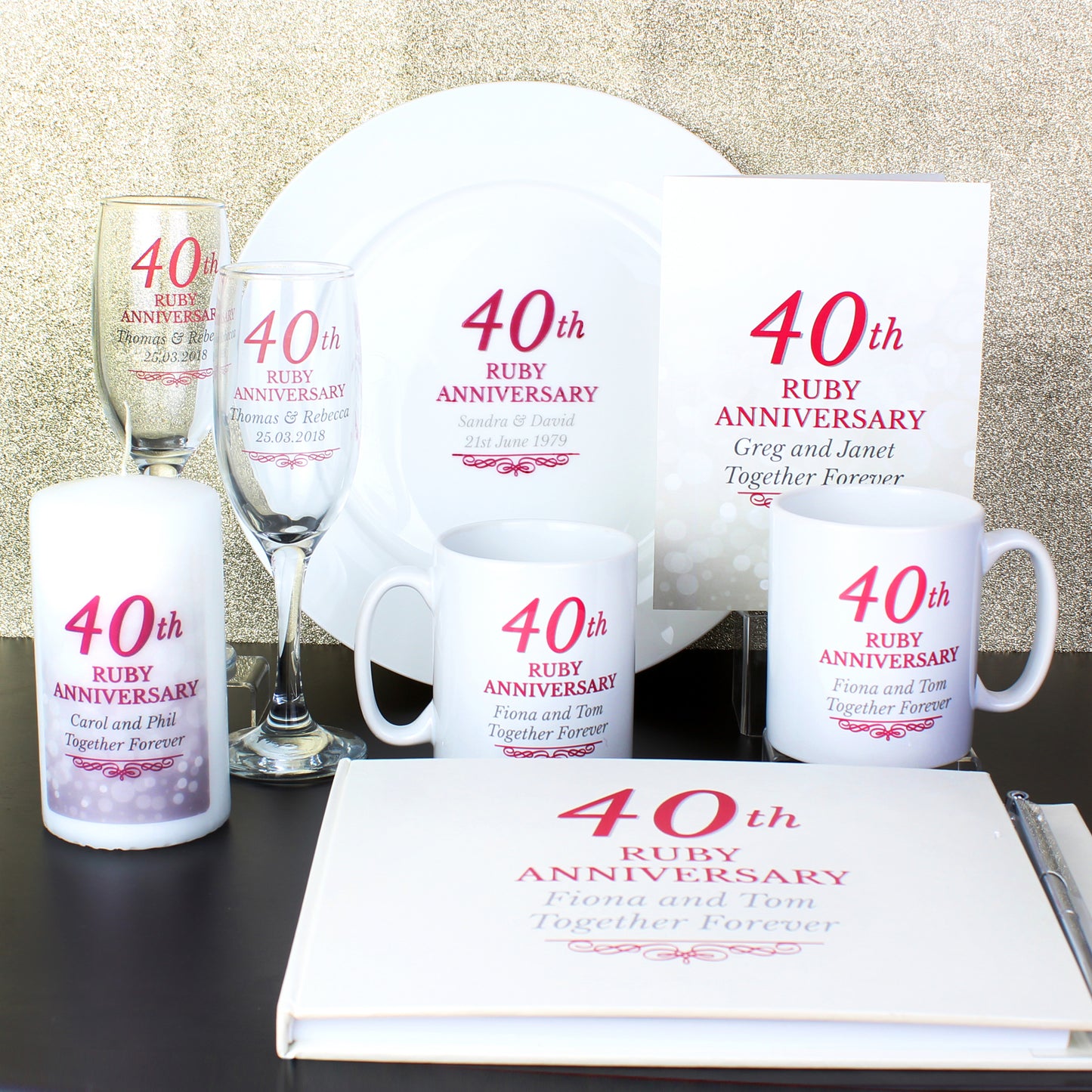 Personalised 40th Ruby Anniversary Mug Set - image 5