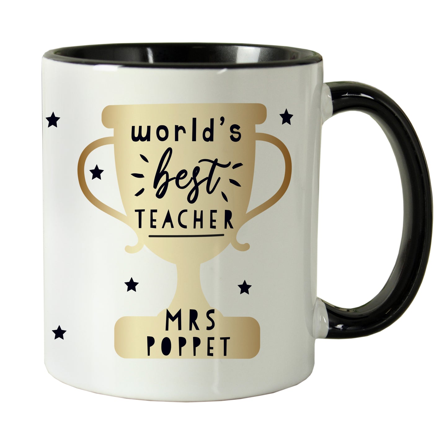 Personalised World's Best Teacher Trophy Black Handled Mug - image 5