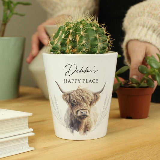 Personalised Highland Cow Plant Pot - image 3