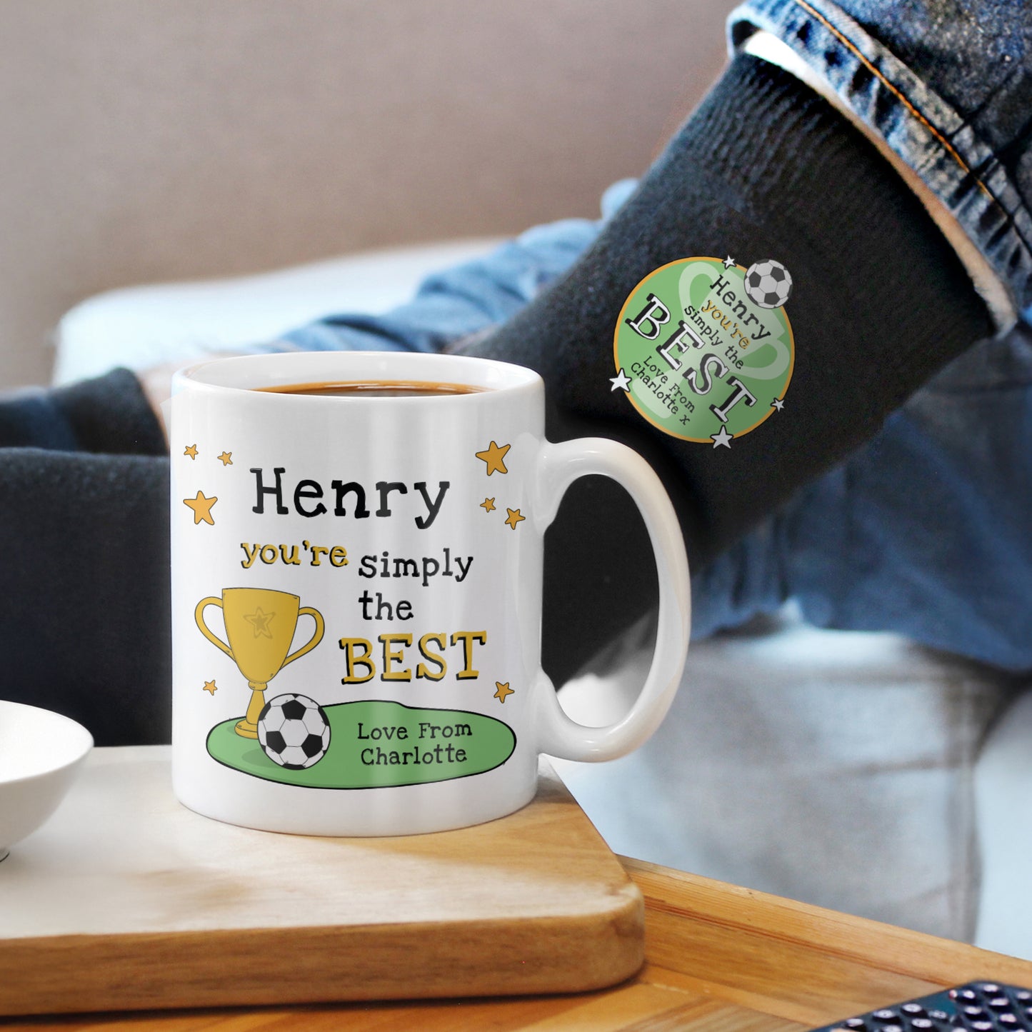 Personalised Simply The Best Football Mug & Socks Gift Set – Father's Day Gift - image 4