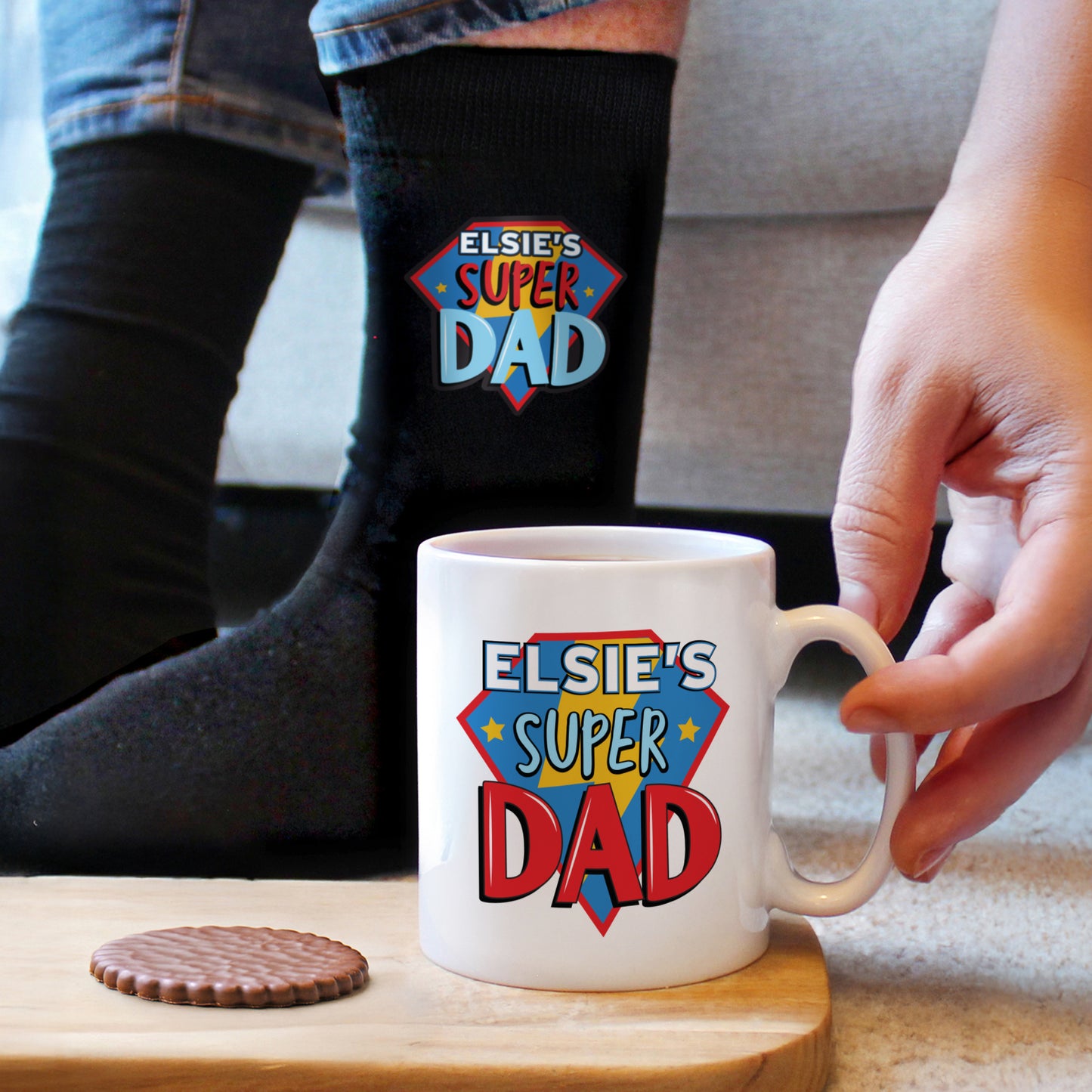 Personalised Super Dad Mug & Socks Gift Set – Father's Day & Birthday Gift - image 2