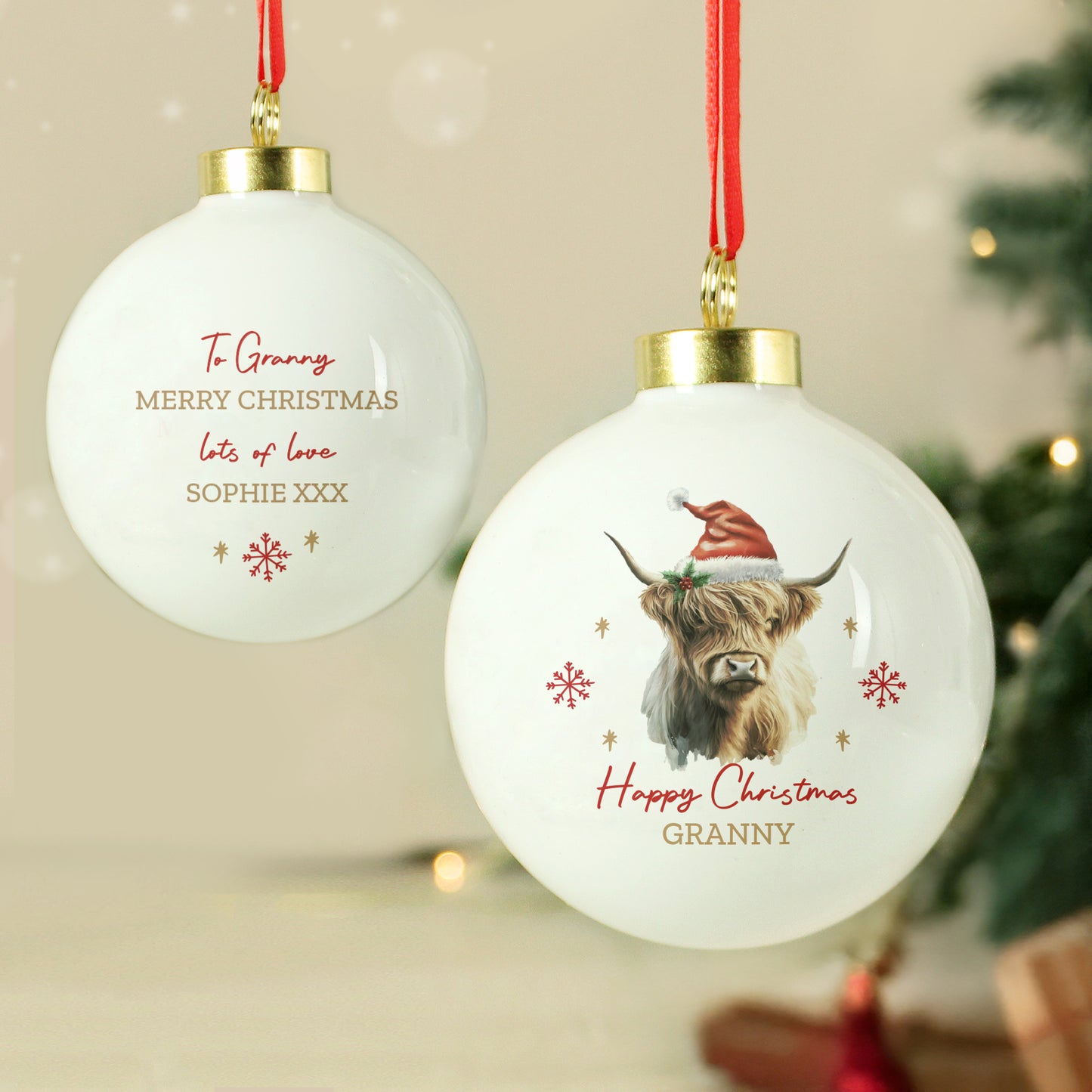 Personalised Highland Cow Christmas Bauble – Christmas Tree Gift - image 4