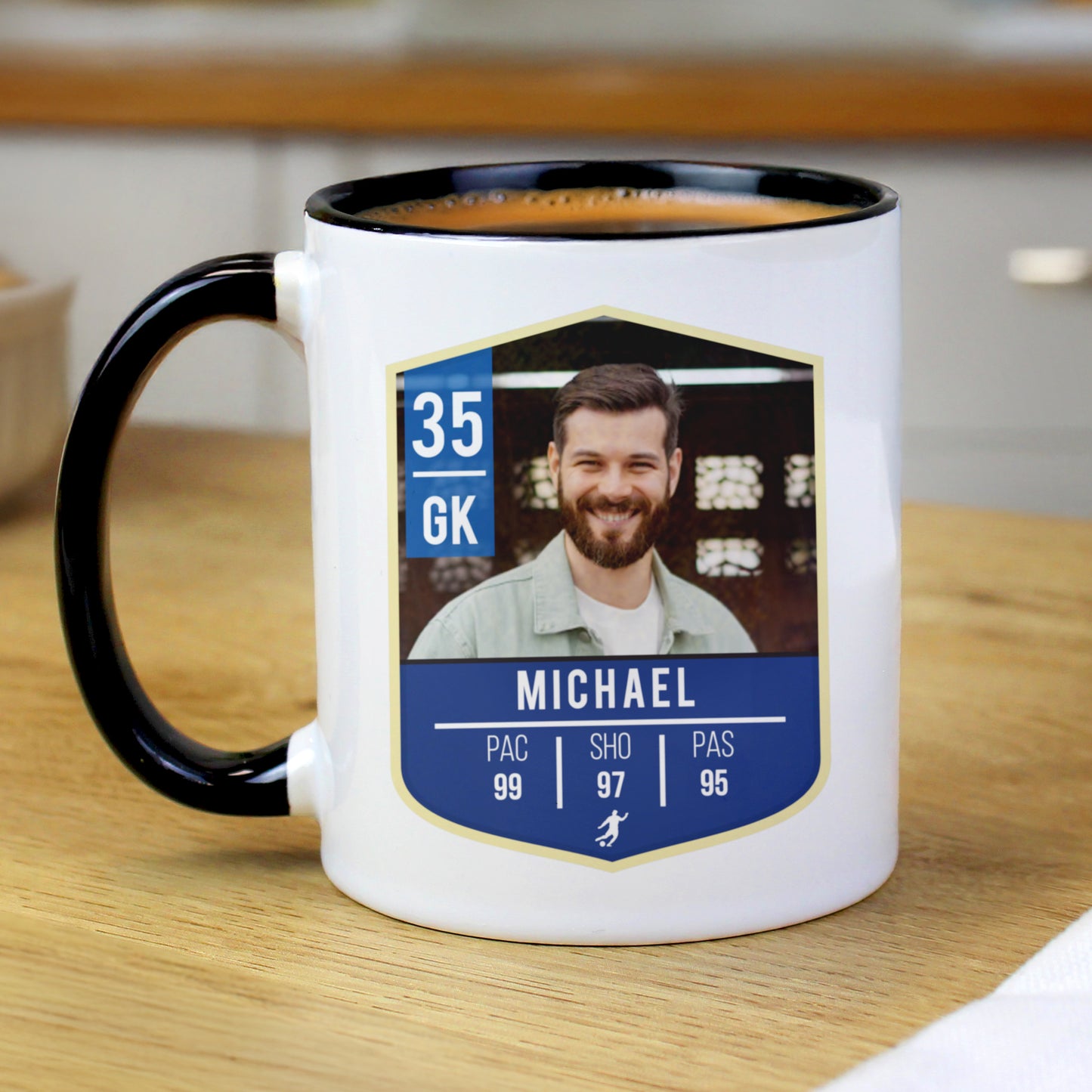 Personalised Photo Upload Football Stats Black Handle Mug – Football Fan Gift - image 3