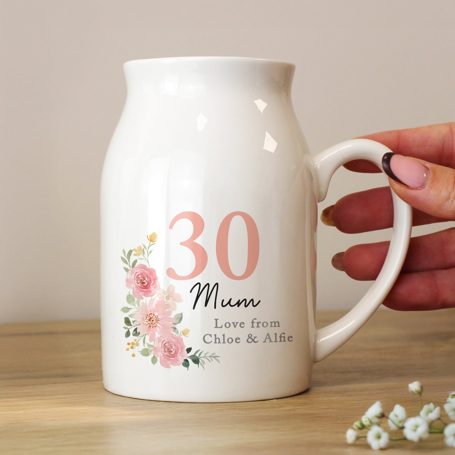 Personalised Floral Birthday Jug Vase – Birthday Gift for Flower Lovers - image 2