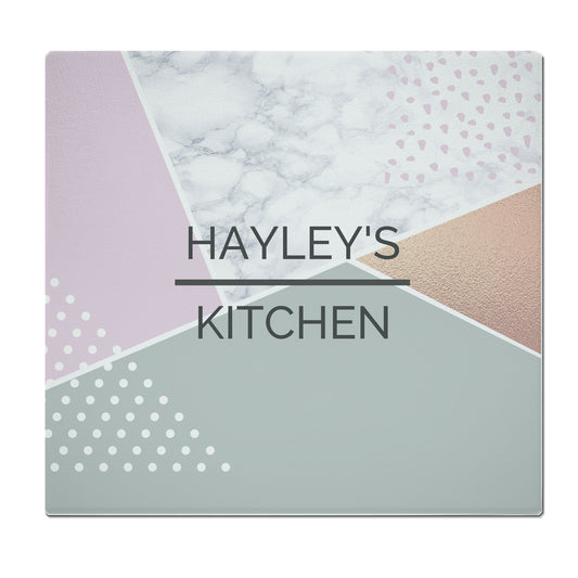Personalised Geometric Glass Chopping Board/Worktop Saver - image 2