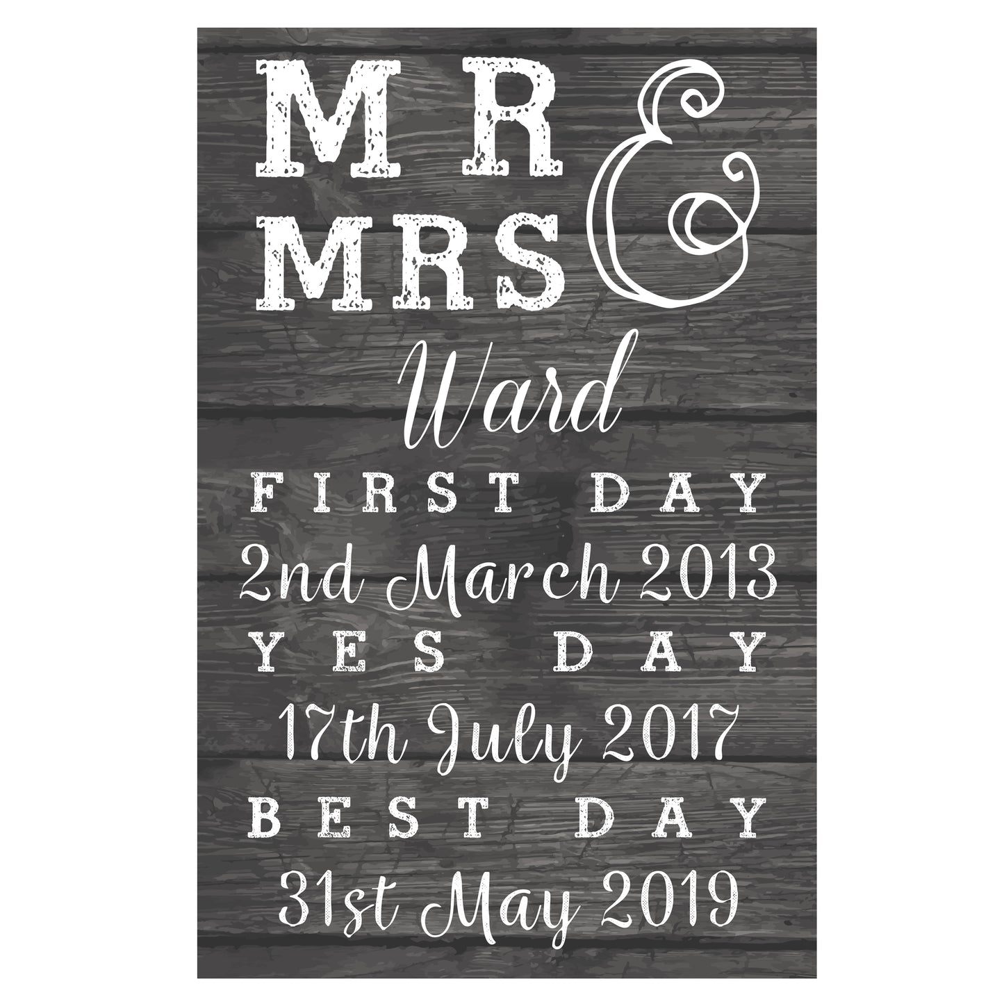 Personalised Mr & Mrs First Day Yes Day & Best Day Metal Sign - image 4