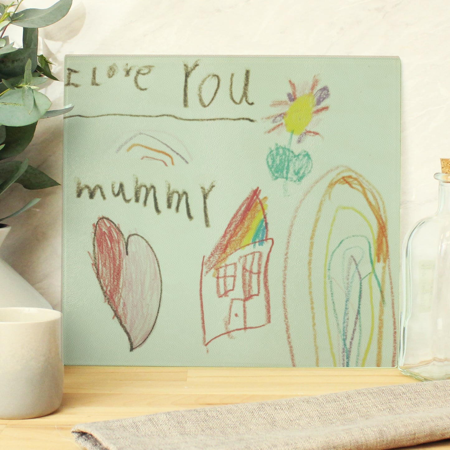 Personalised Childrens Drawing Photo Upload Glass Chopping Board/Worktop Saver - image 11