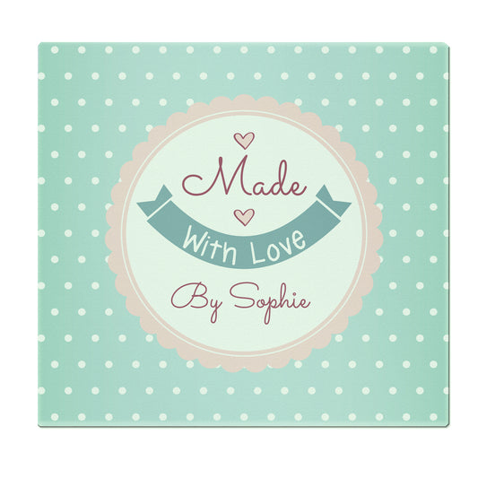 Personalised Made with Love Glass Chopping Board/Worktop Saver - image 5