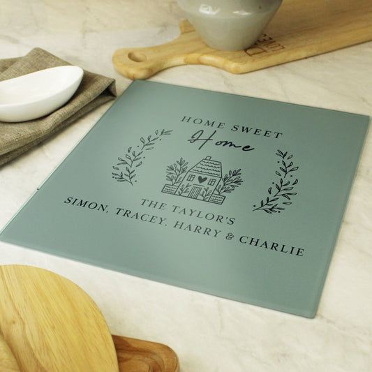 Personalised HOME Glass Chopping Board/Worktop Saver - image 2