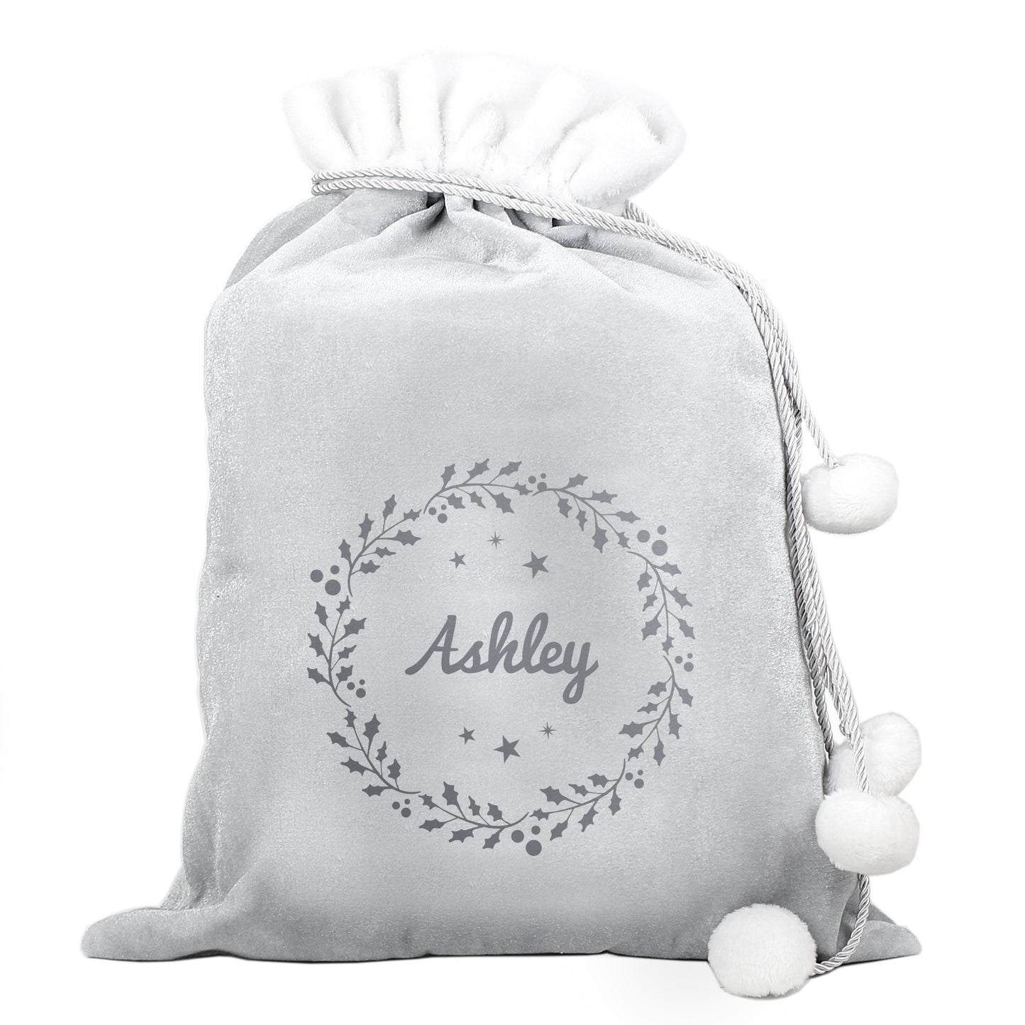 Personalised Holly Grey Christmas Sack - image 5