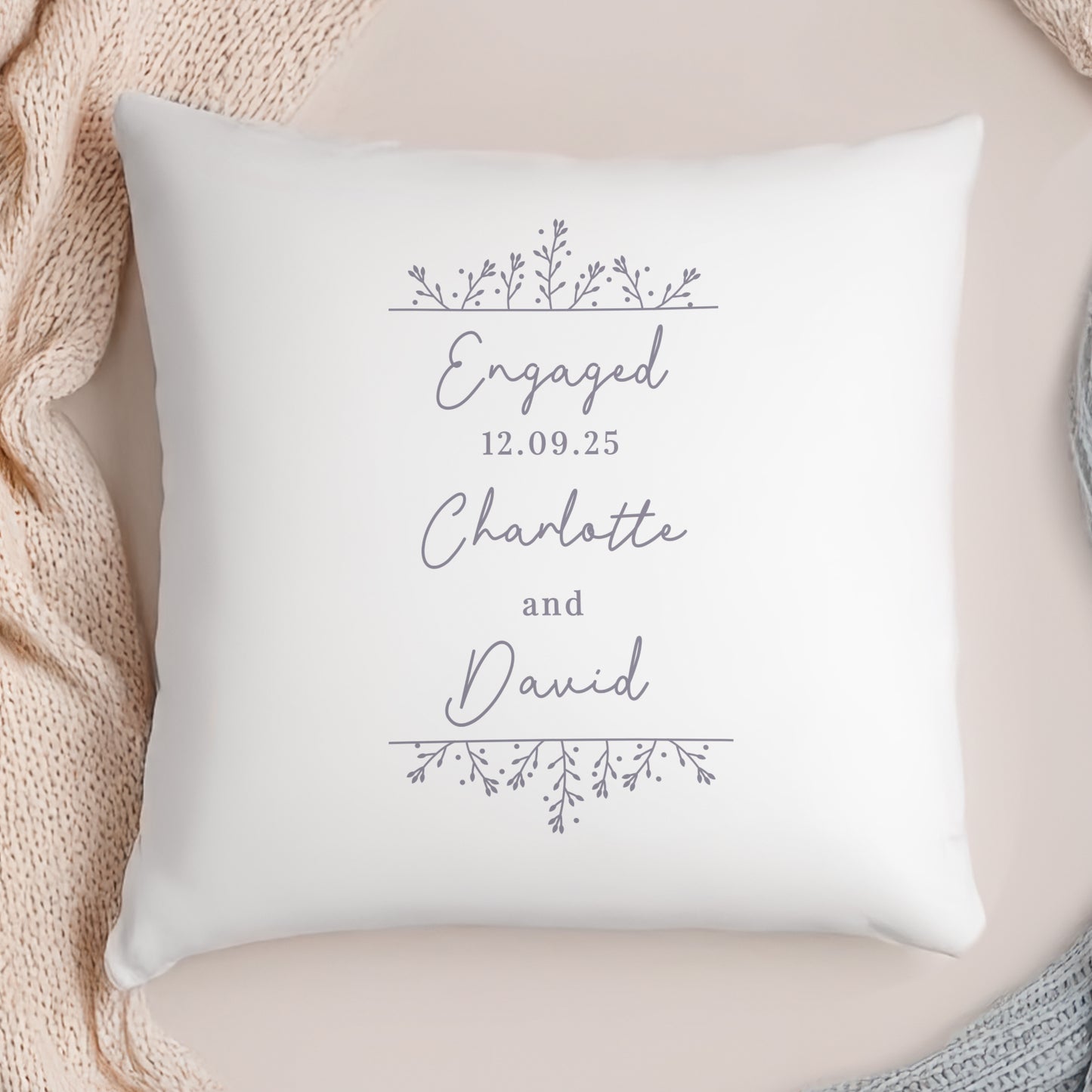Personalised Grey Floral Cushion - image 6