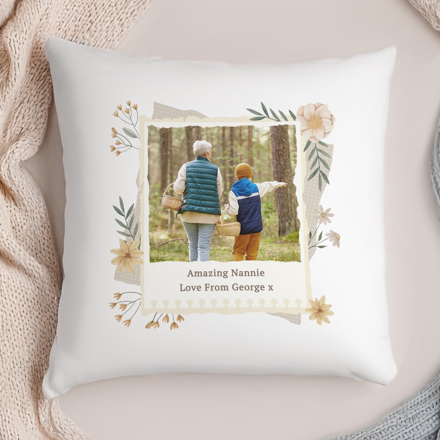 Personalised Wild Flowers Photo Upload Cushion - image 4