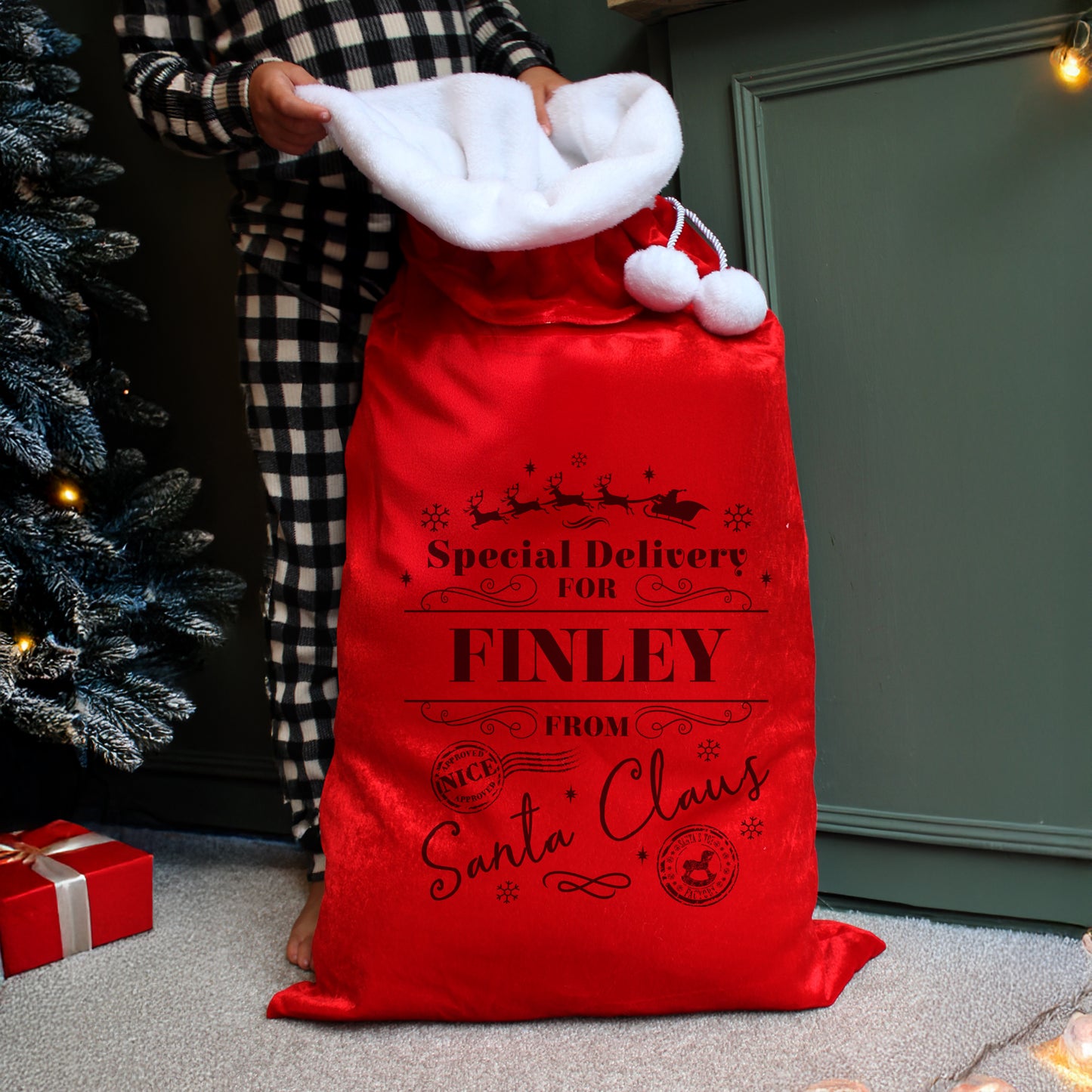 Personalised Special Delivery Red Christmas Sack – Luxury Children's Christmas Gift - image 3
