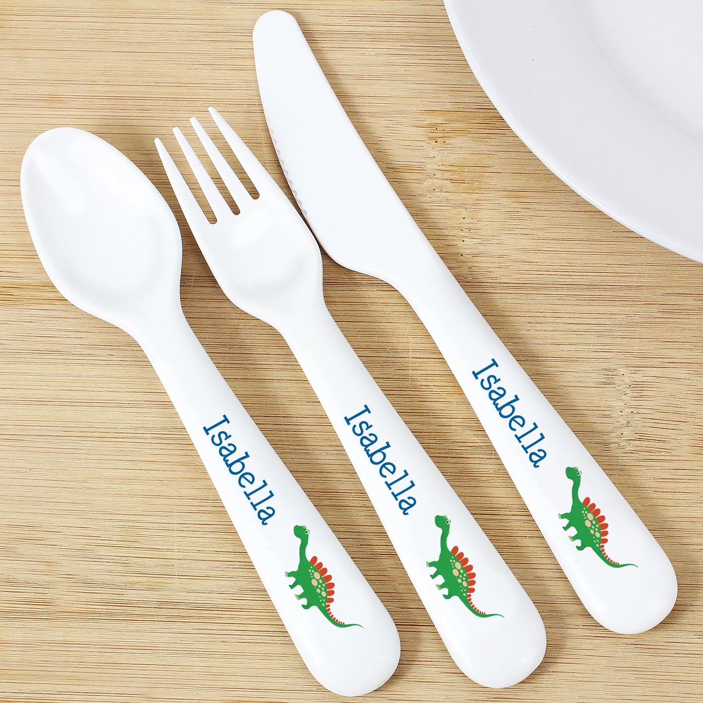 Personalised Dinosaur 3 Piece Plastic Cutlery Set - image 4