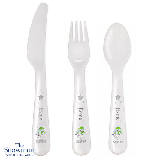 Personalised The Snowman and the Snowdog 3 Piece Plastic Cutlery Set - image 2