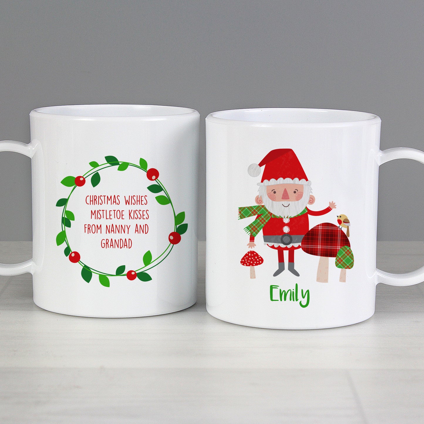 Personalised Christmas Toadstool Santa Plastic Mug - image 3